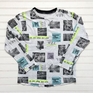 ZARA NWOT Urban Cityscape Graphic Shirt w/ Neon Accents